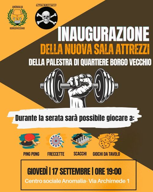Inaugurazione della nuova sala attrezzi della palestra di quartiere Borgo Vecchio