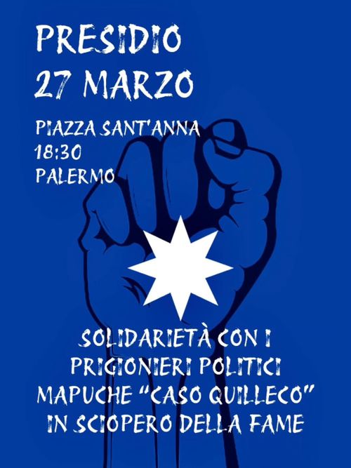 SOLIDARIETÀ CON I PRIGIONIERI POLITICI MAPUCHE IN SCIOPERO DELLA FAME 