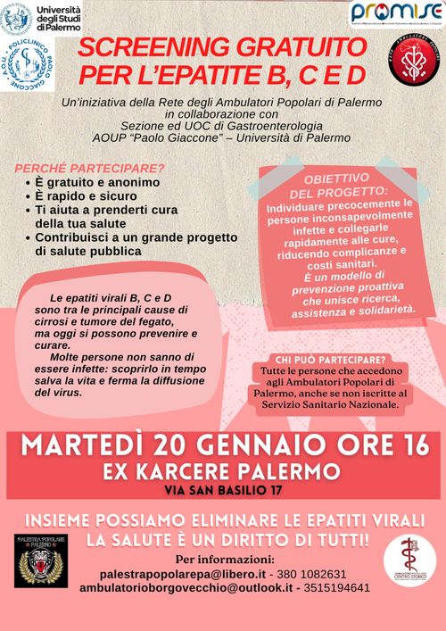 Screening gratuito per l'epatite B, C e D