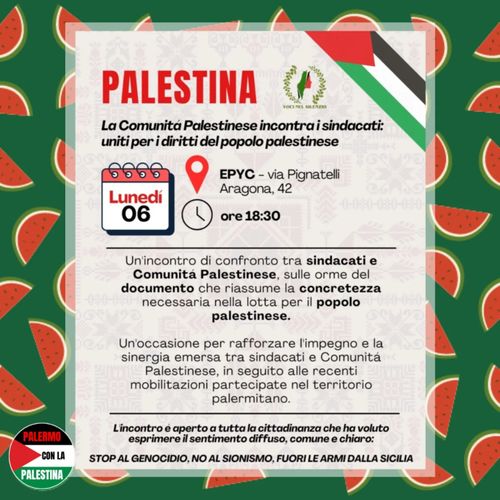 La comunità palestinese incontra i sindacati 