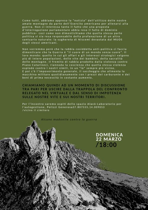 DISCUSSIONE CONTRO LA GUERRA E LA MILITARIZZAZIONE 